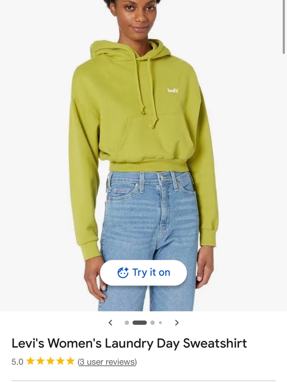 Levi's Lime Green Cropped Hoodie Sweatshirt